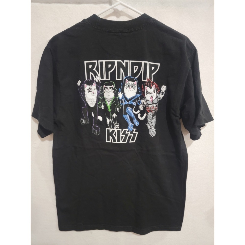 RIPNDIP KISS Collaboration Tee Shirt‎ Med M Lord Nermal Cat Band Graphic Black